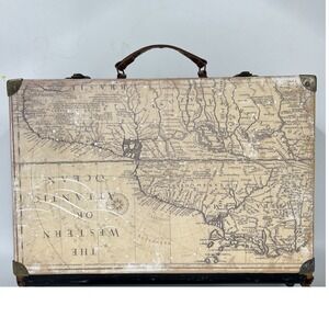 Punch Studio Large Suitcase Decorative Storage Box Map Atlas 16.5"x11"x5.25"